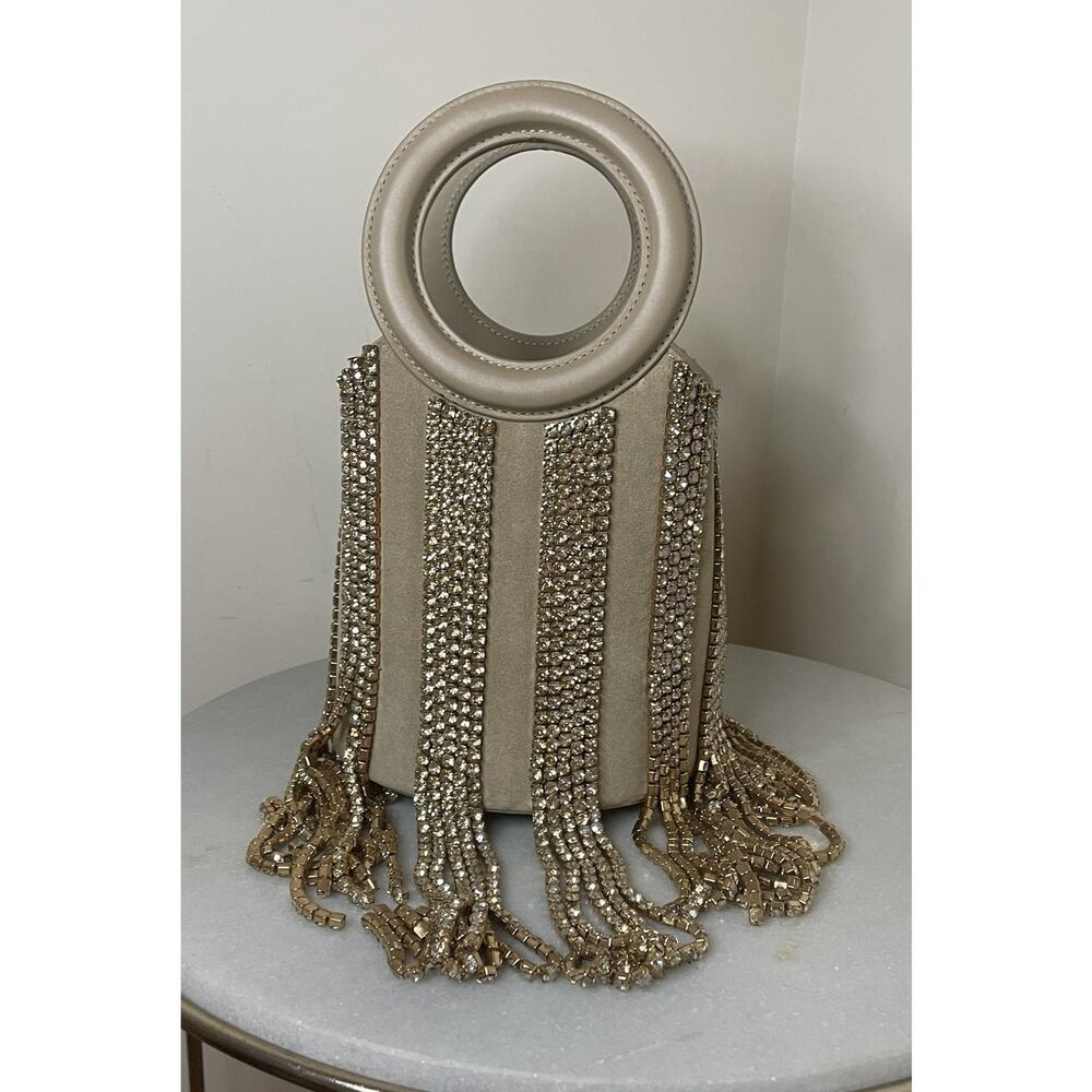 cult gaia Nude Crystal Fringe Wristlet with Circular Handles - Picture 8 of 16